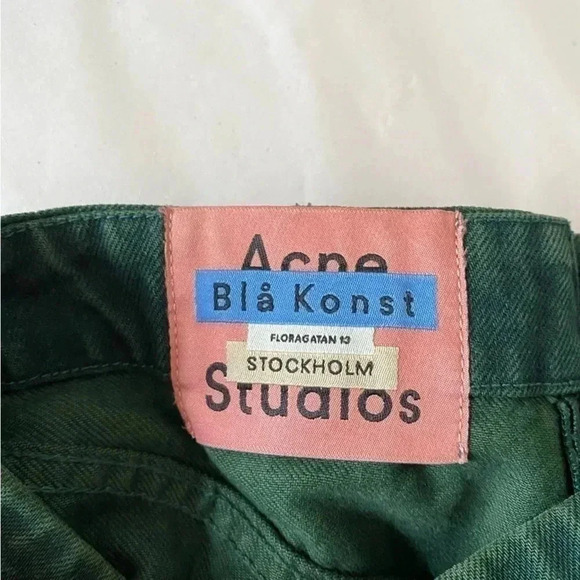 ACNE STUDIOS BLÅ KONST Janou Over Green Denim Cargo Pocket Mini Skirt Size 36 - Picture 6 of 8